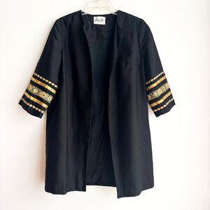 Vintage Majestic Black Gold Cuff A line Blazer M